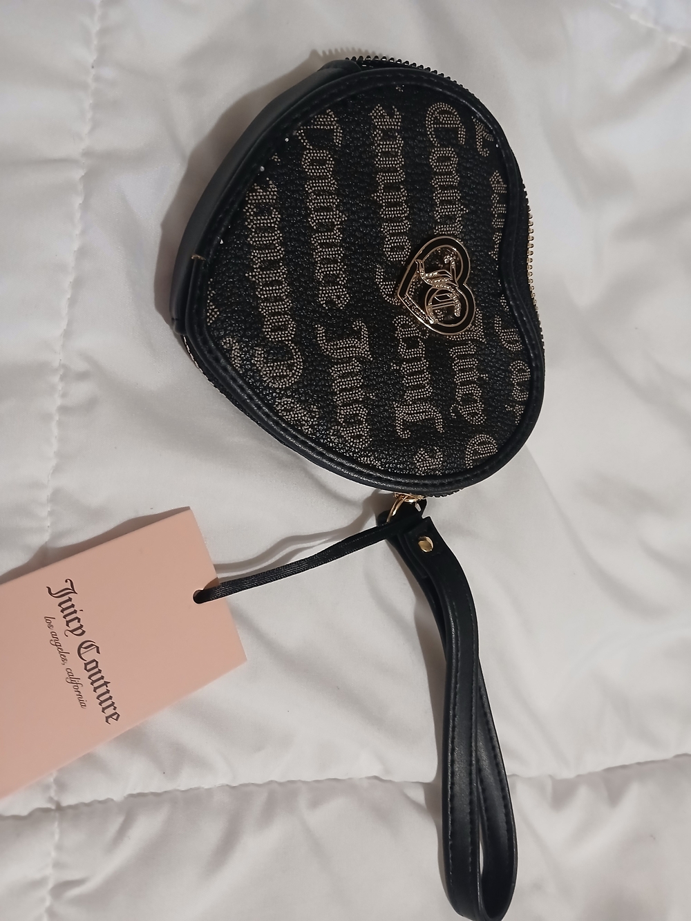Juicy Couture Black and Gold Heart Wristlet
